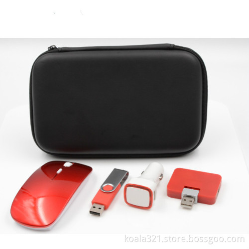 Custom Business Gift Set Promotional Gift Set Red Christmas Gift Set with usb flash drive car charger